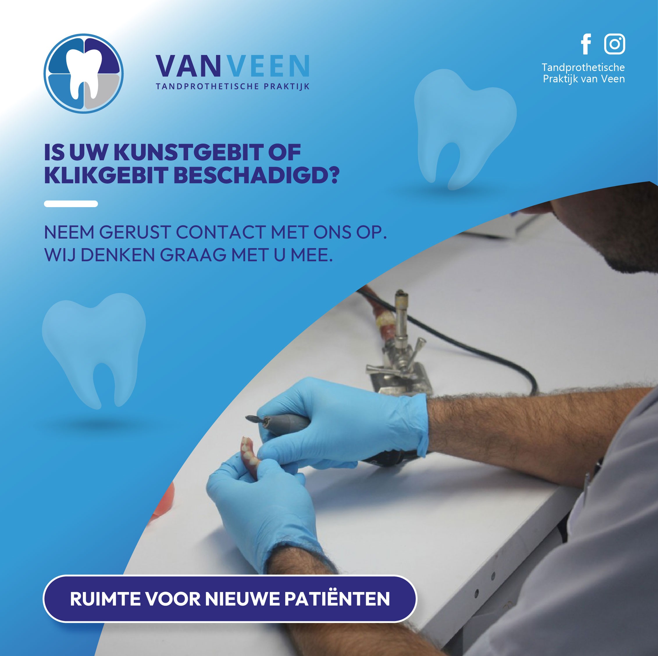 kunstgebit kapot
