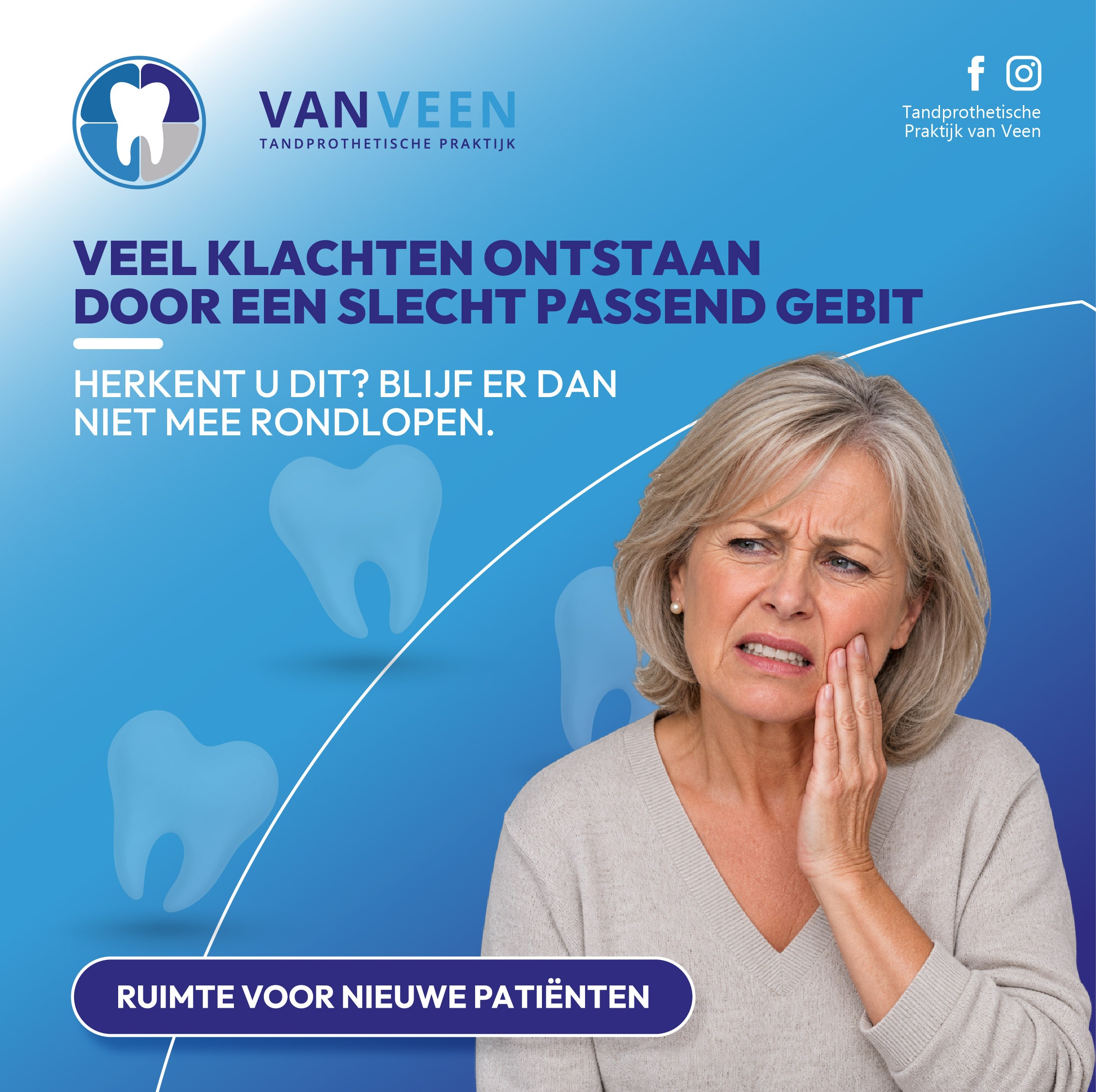 Kunstgebit zit niet goed